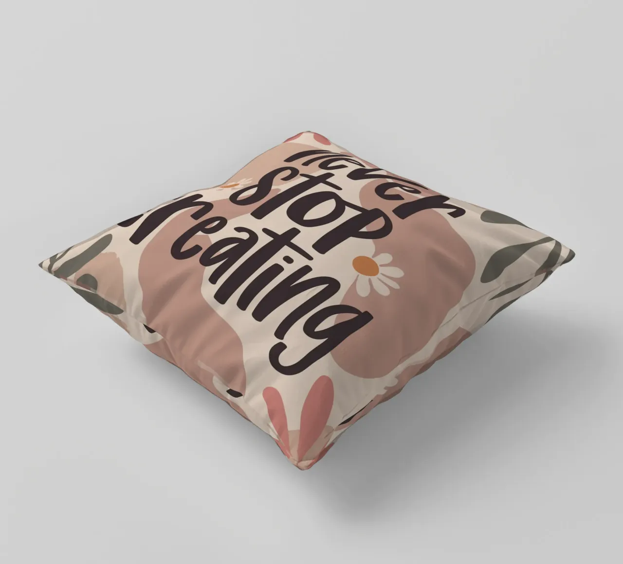 Never Stop Creating – Boho Pastel Crafting Design decorative cushion by Soleil Basque