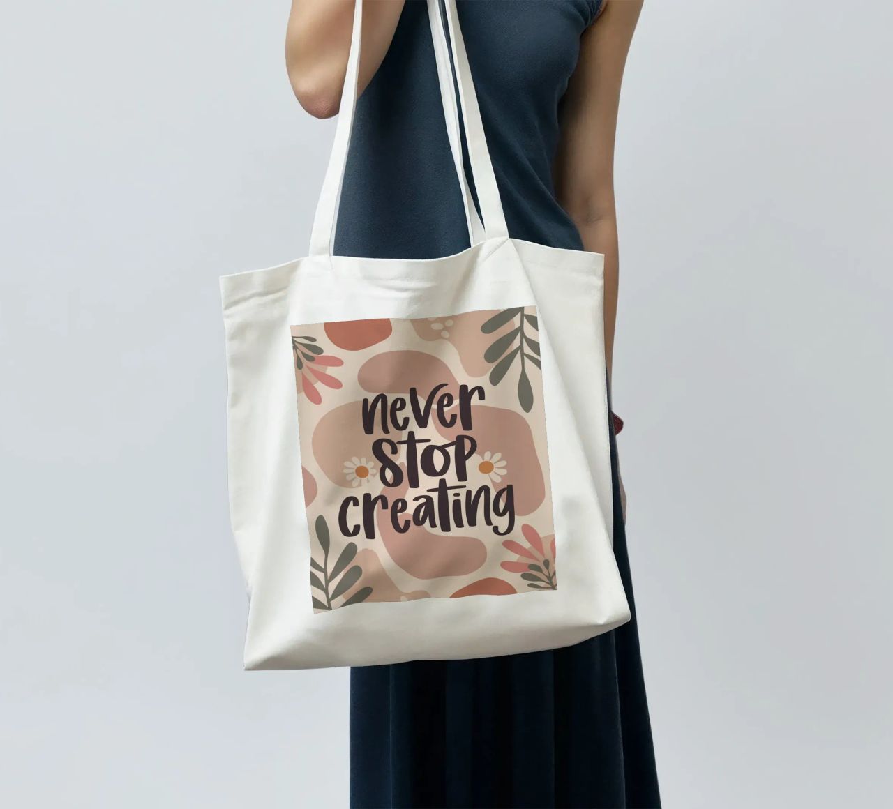 Never Stop Creating – Boho Pastel Crafting Design borsa in juta da Soleil Basque