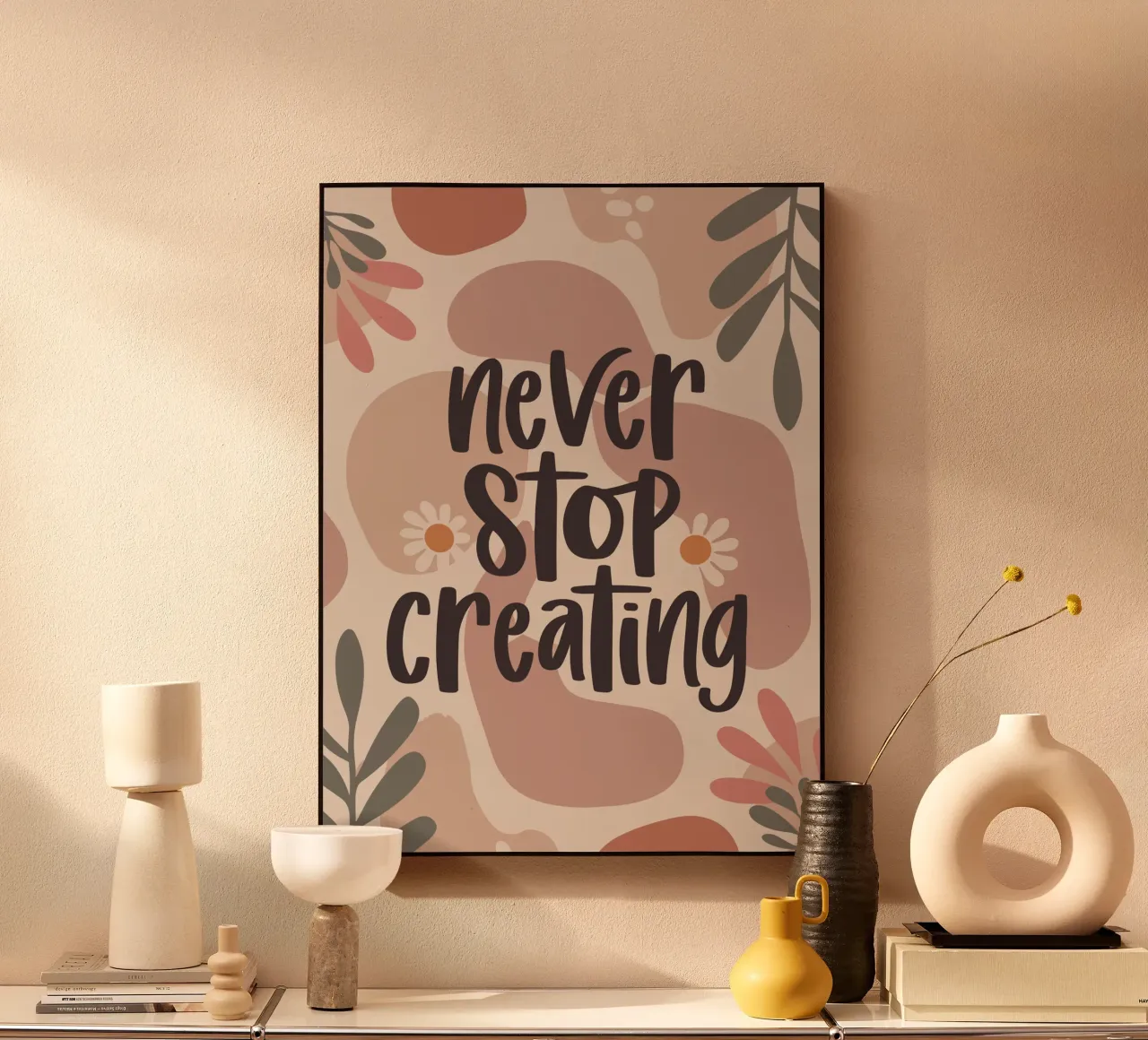 Never Stop Creating – Boho Pastel Crafting Design alluminio dibond da Soleil Basque