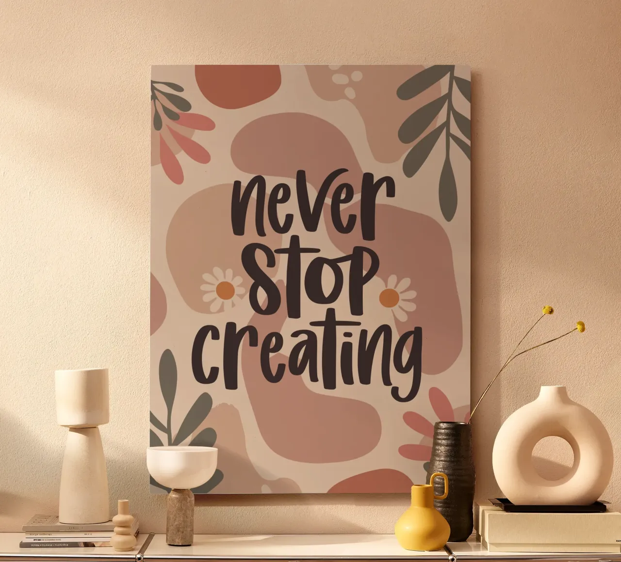 Never Stop Creating – Boho Pastel Crafting Design alluminio dibond da Soleil Basque