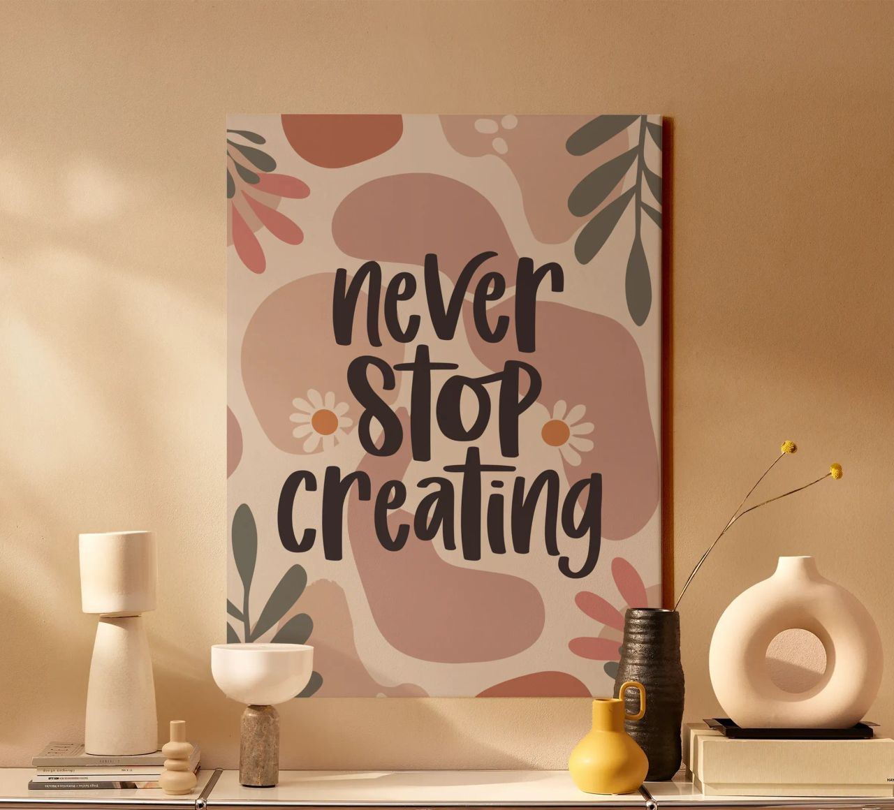 Never Stop Creating – Boho Pastel Crafting Design tela da Soleil Basque