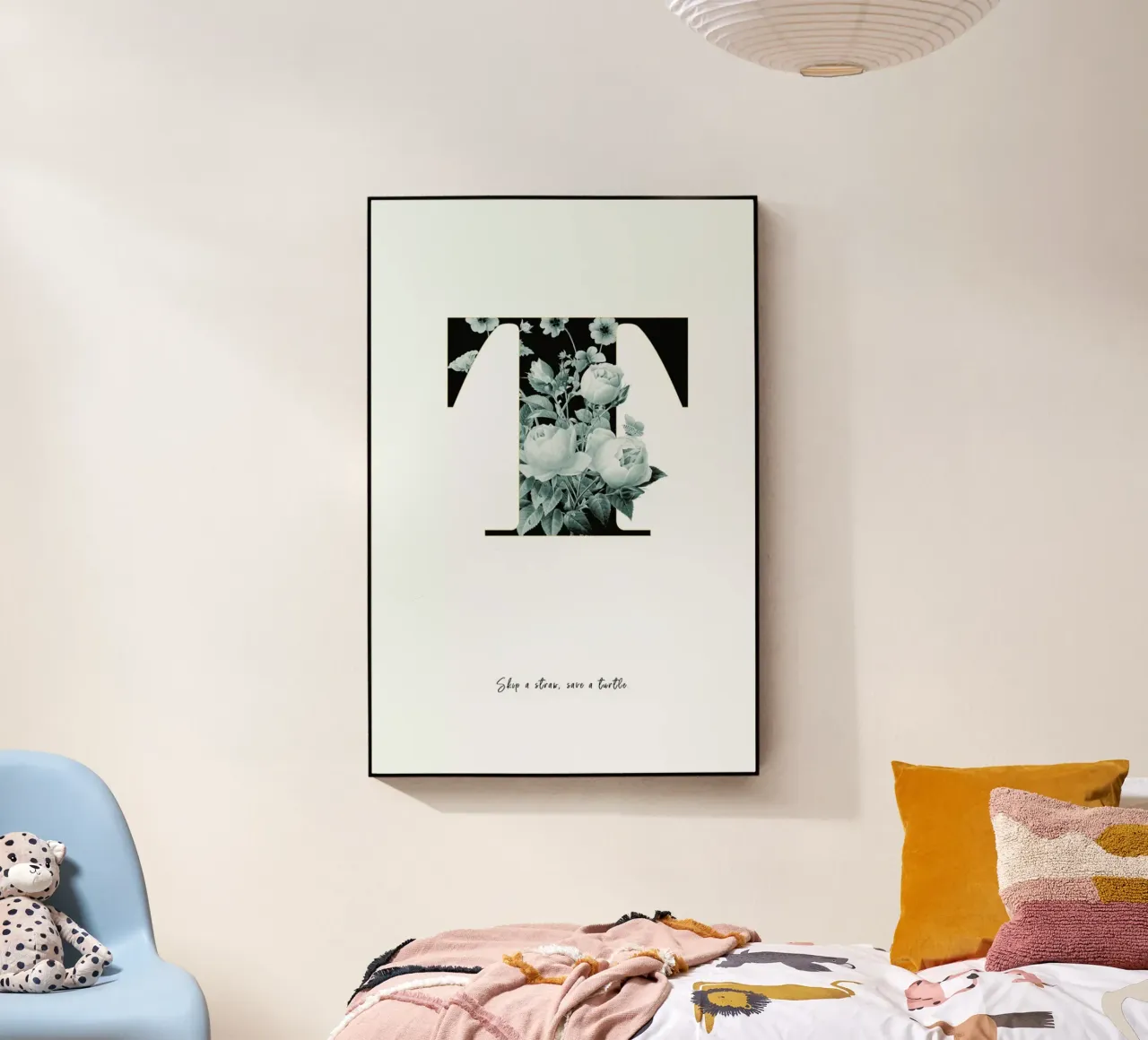Flower Alphabet - T acrylic glass by Froilein Juno