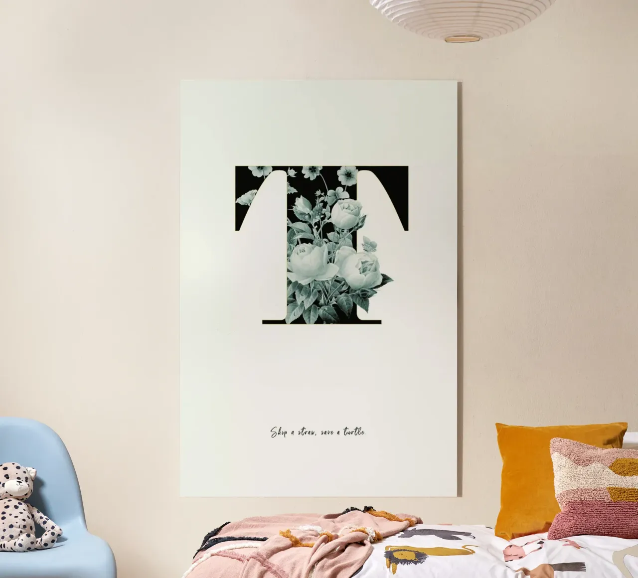 Flower Alphabet - T acrylic glass by Froilein Juno