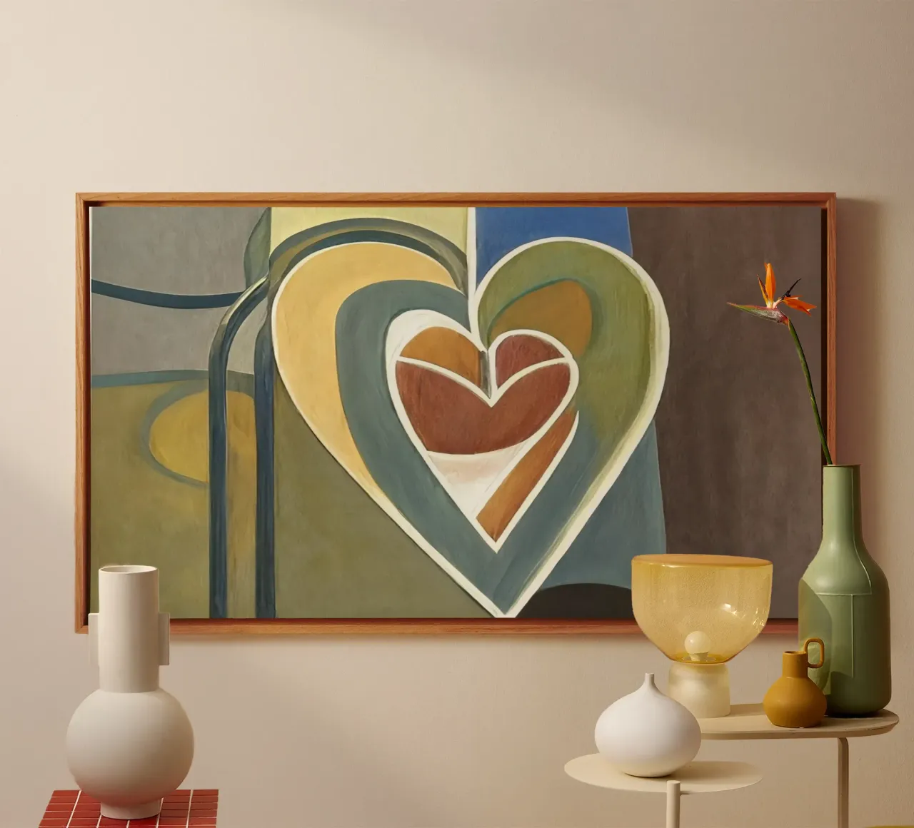 Cuore_1 tela con Cornice a cassetta da Abstract Art by LK