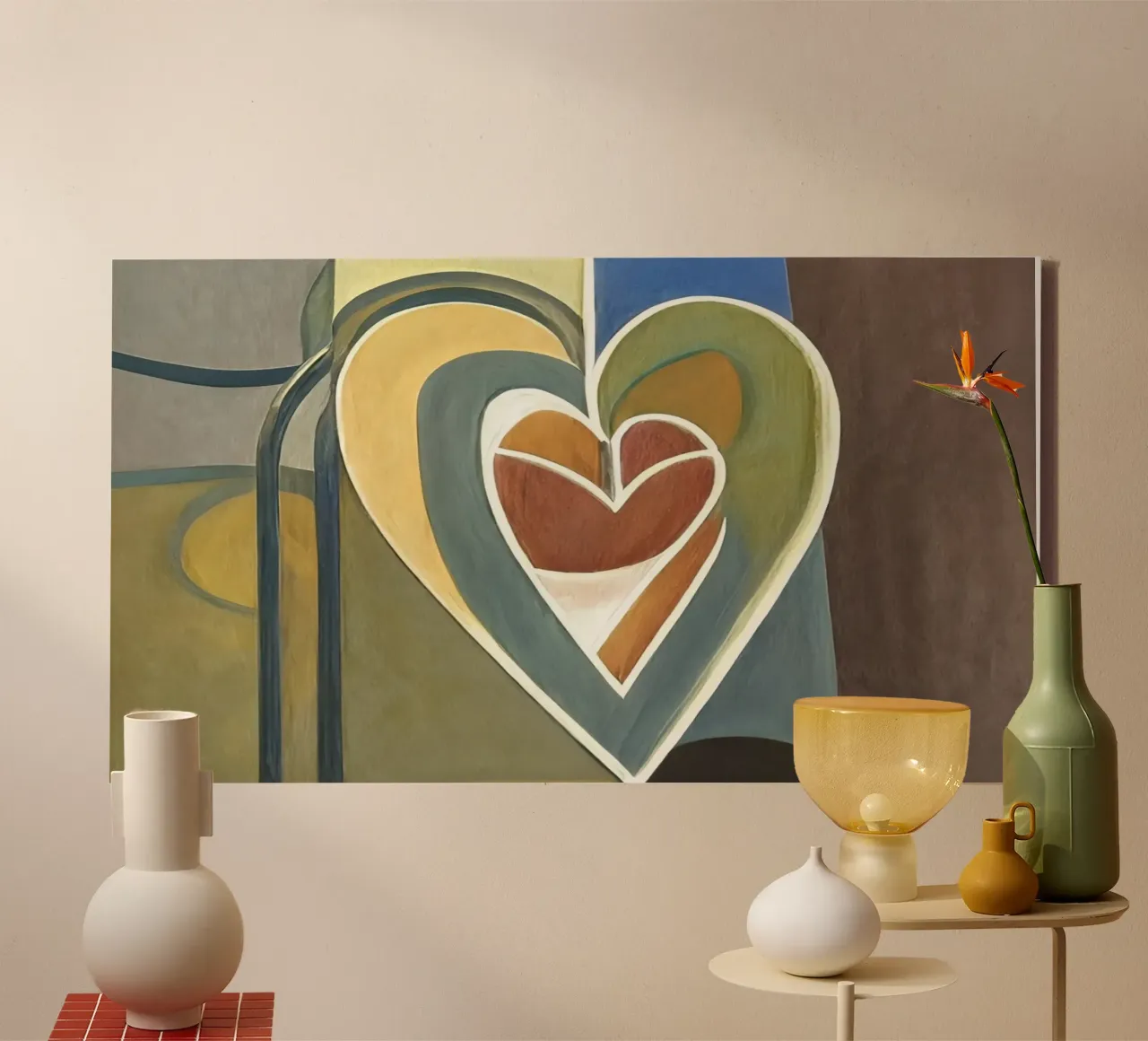 Cuore_1 tela con Cornice a cassetta da Abstract Art by LK
