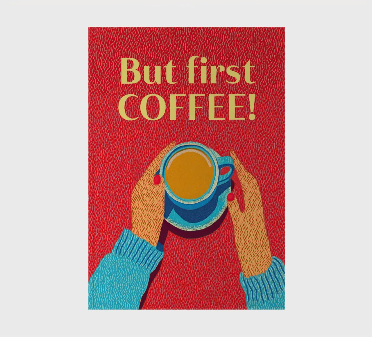 ☕ Coffee Wall Art - Mais d'abord, le café ! Œuvre d'art pop féminine carnet de notes de Kaji