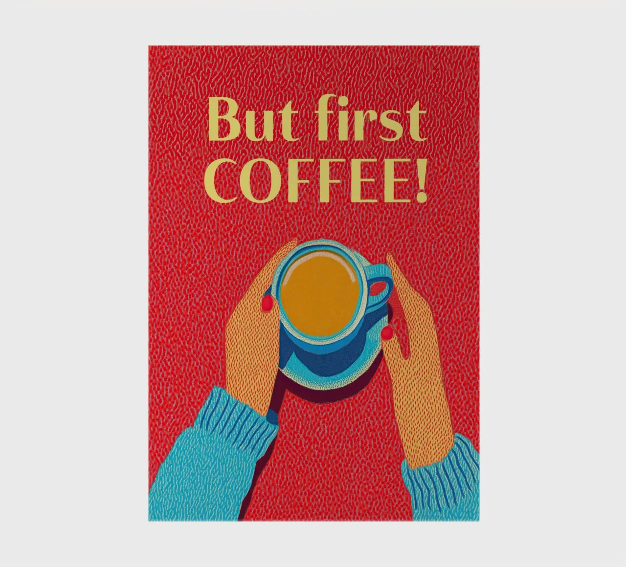 ☕ Coffee Wall Art - Mais d'abord, le café ! Œuvre d'art pop féminine carnet de notes de Kaji