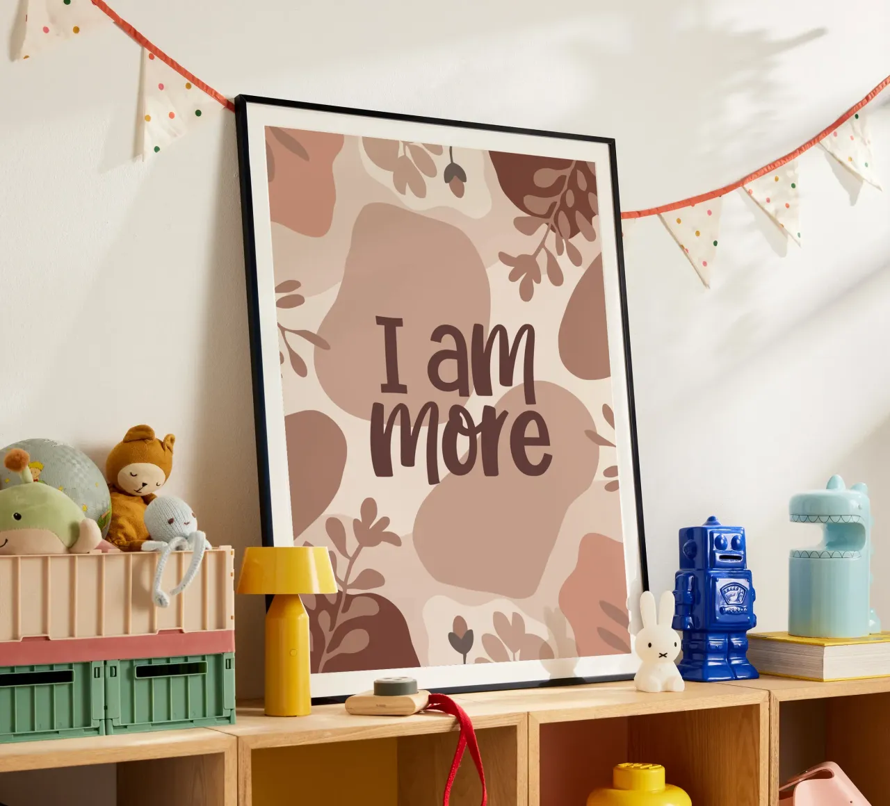 I Am More – Boho Pastel Empowerment Design poster con telaio in legno da Soleil Basque