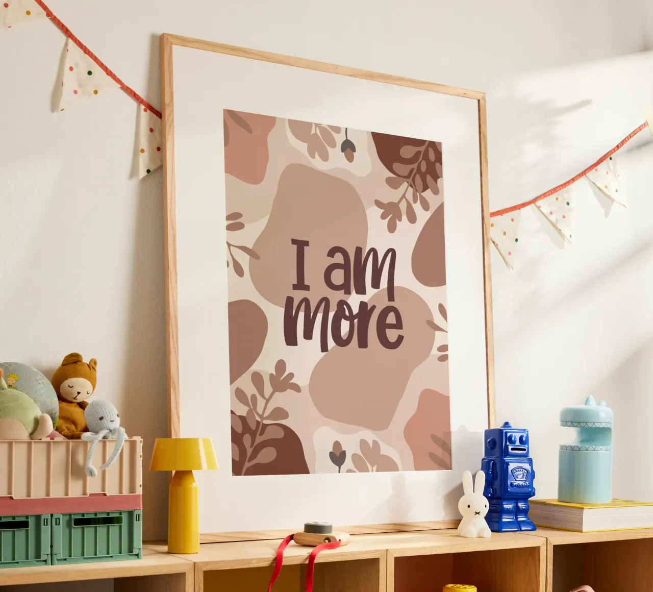 I Am More – Boho Pastel Empowerment Design poster con telaio in legno da Soleil Basque