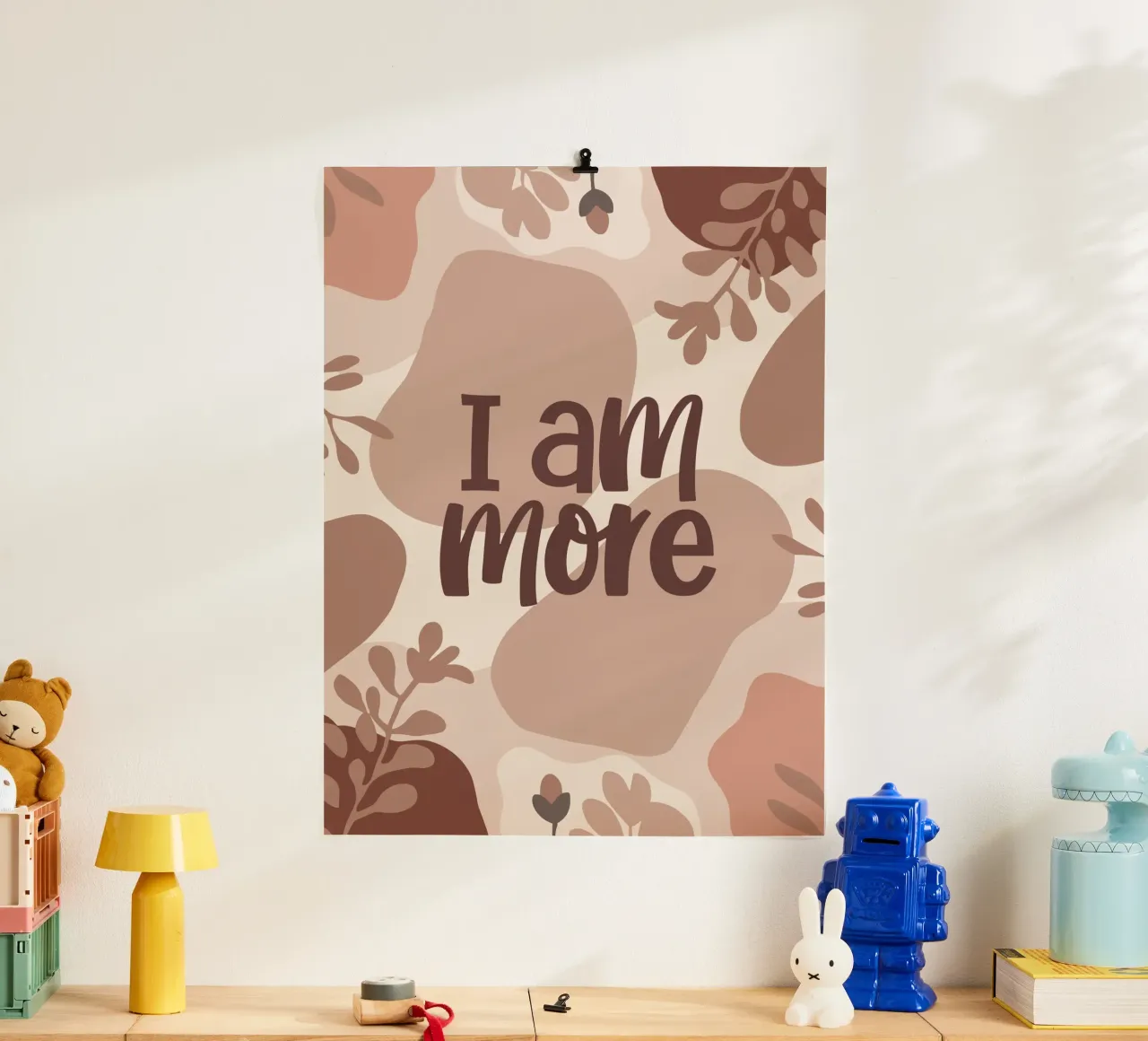 I Am More – Boho Pastel Empowerment Design poster con telaio in legno da Soleil Basque