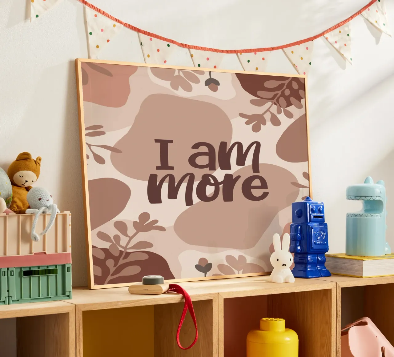 I Am More – Boho Pastel Empowerment Design poster con telaio in legno da Soleil Basque