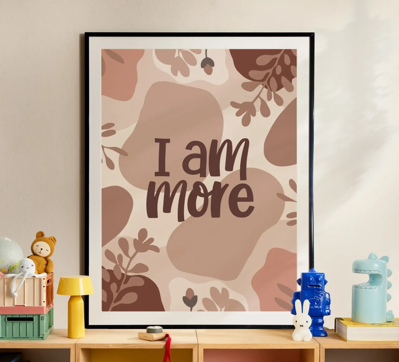 I Am More – Boho Pastel Empowerment Design poster con telaio in legno da Soleil Basque