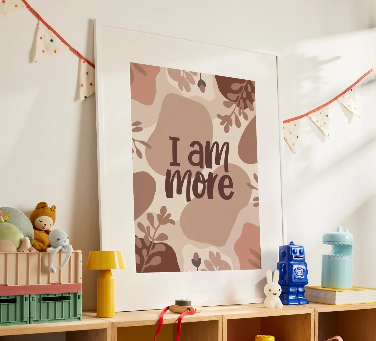 I Am More – Boho Pastel Empowerment Design poster con telaio in legno da Soleil Basque
