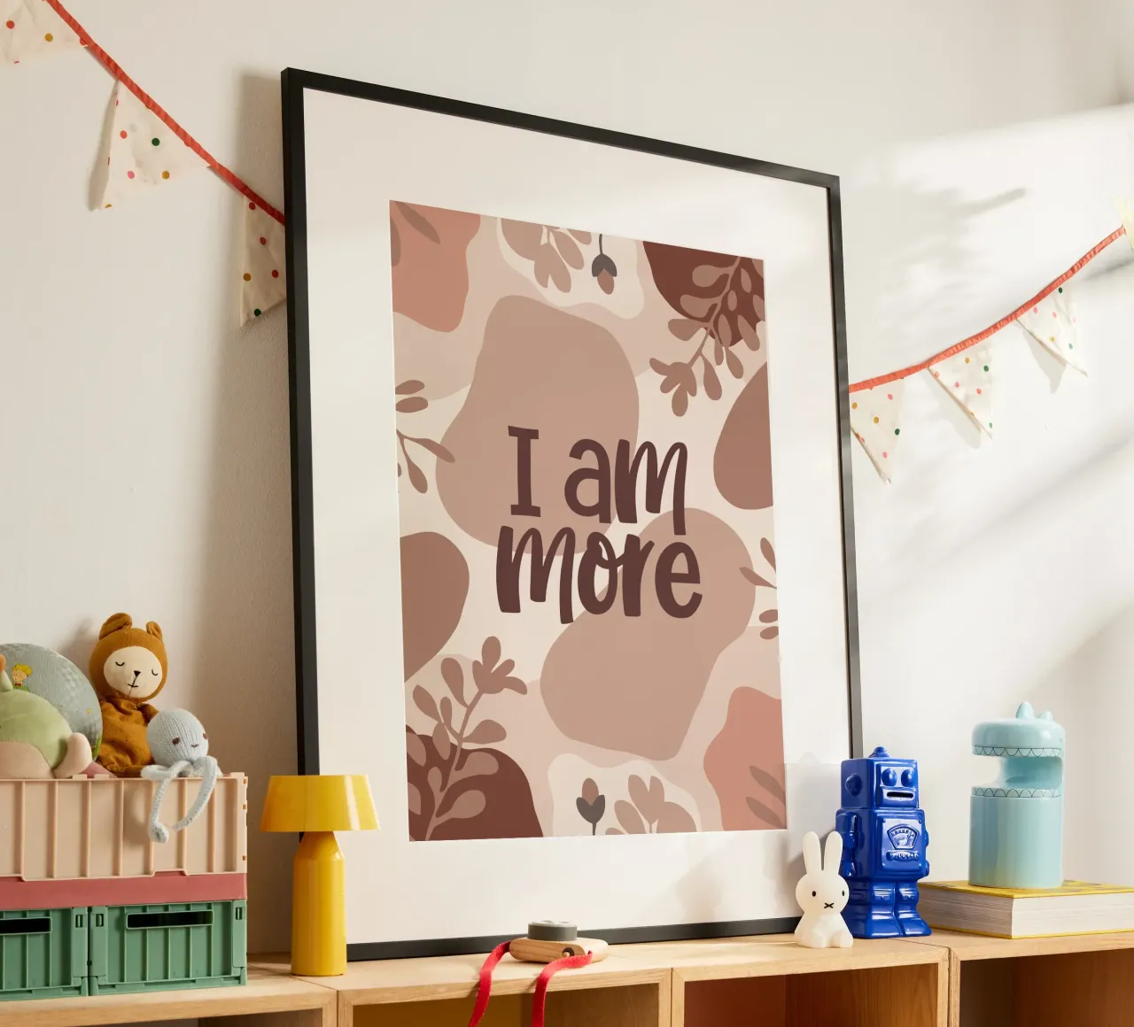 I Am More – Boho Pastel Empowerment Design poster con telaio in legno da Soleil Basque