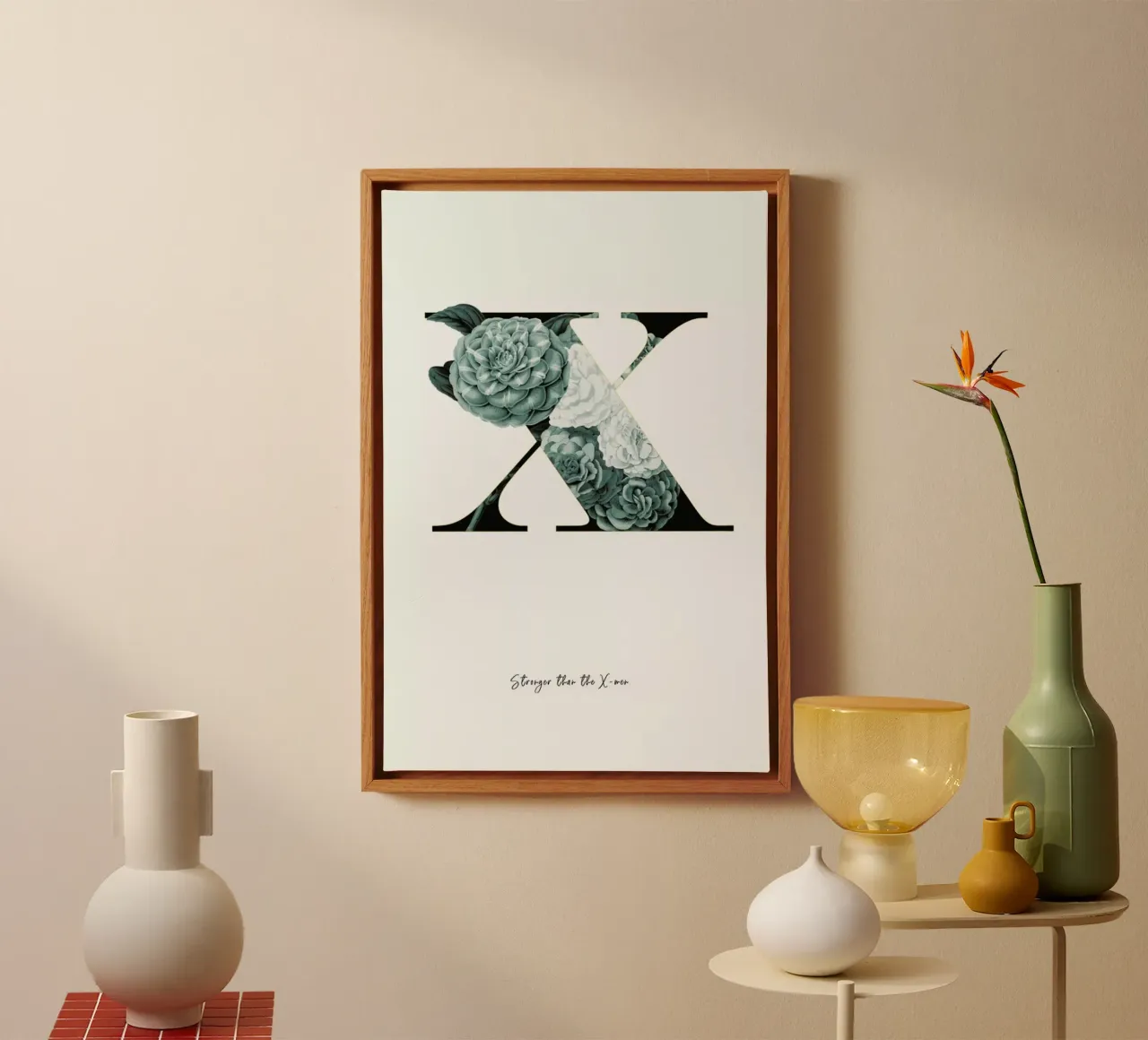 Flower Alphabet - X canvas met Baklijst van Froilein Juno