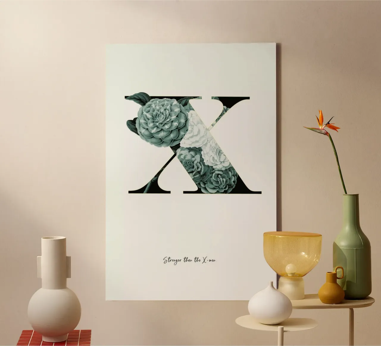 Flower Alphabet - X canvas met Baklijst van Froilein Juno
