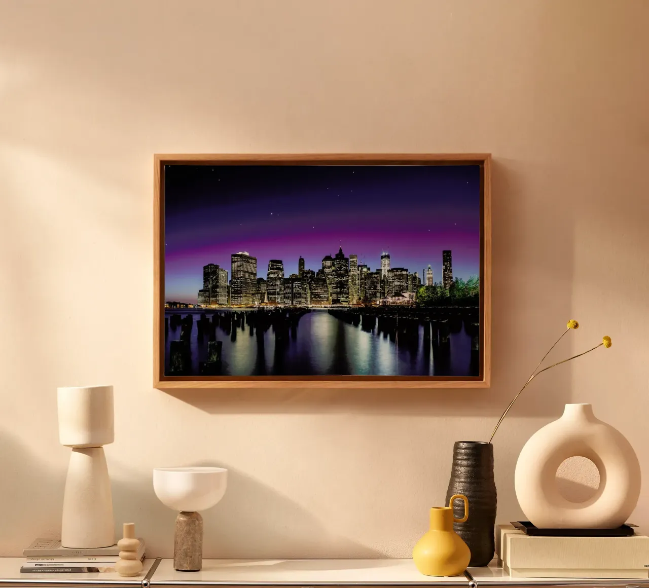 New York Skyline tela con Cornice a cassetta da Pictufy