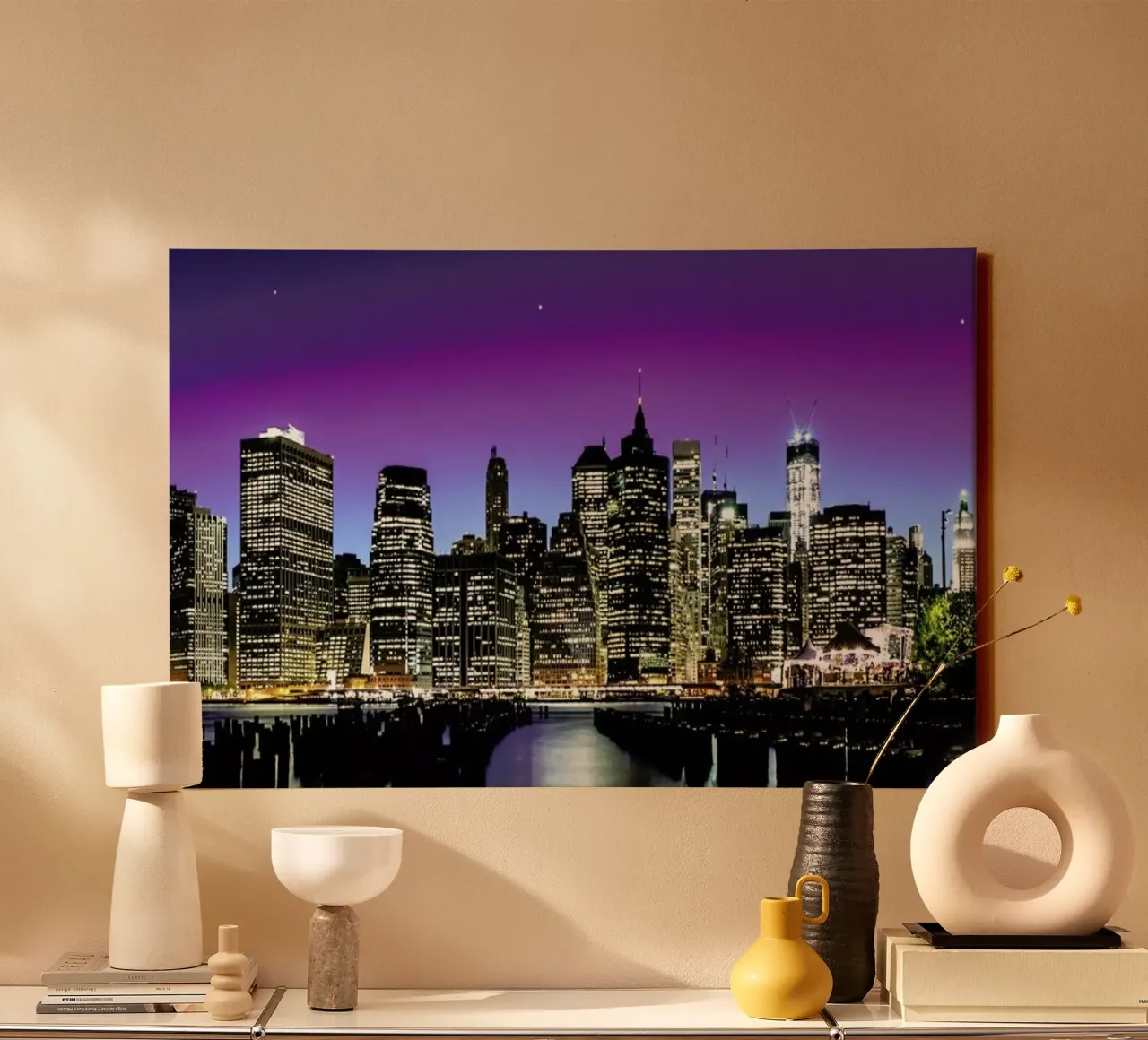 New York Skyline tela con Cornice a cassetta da Pictufy