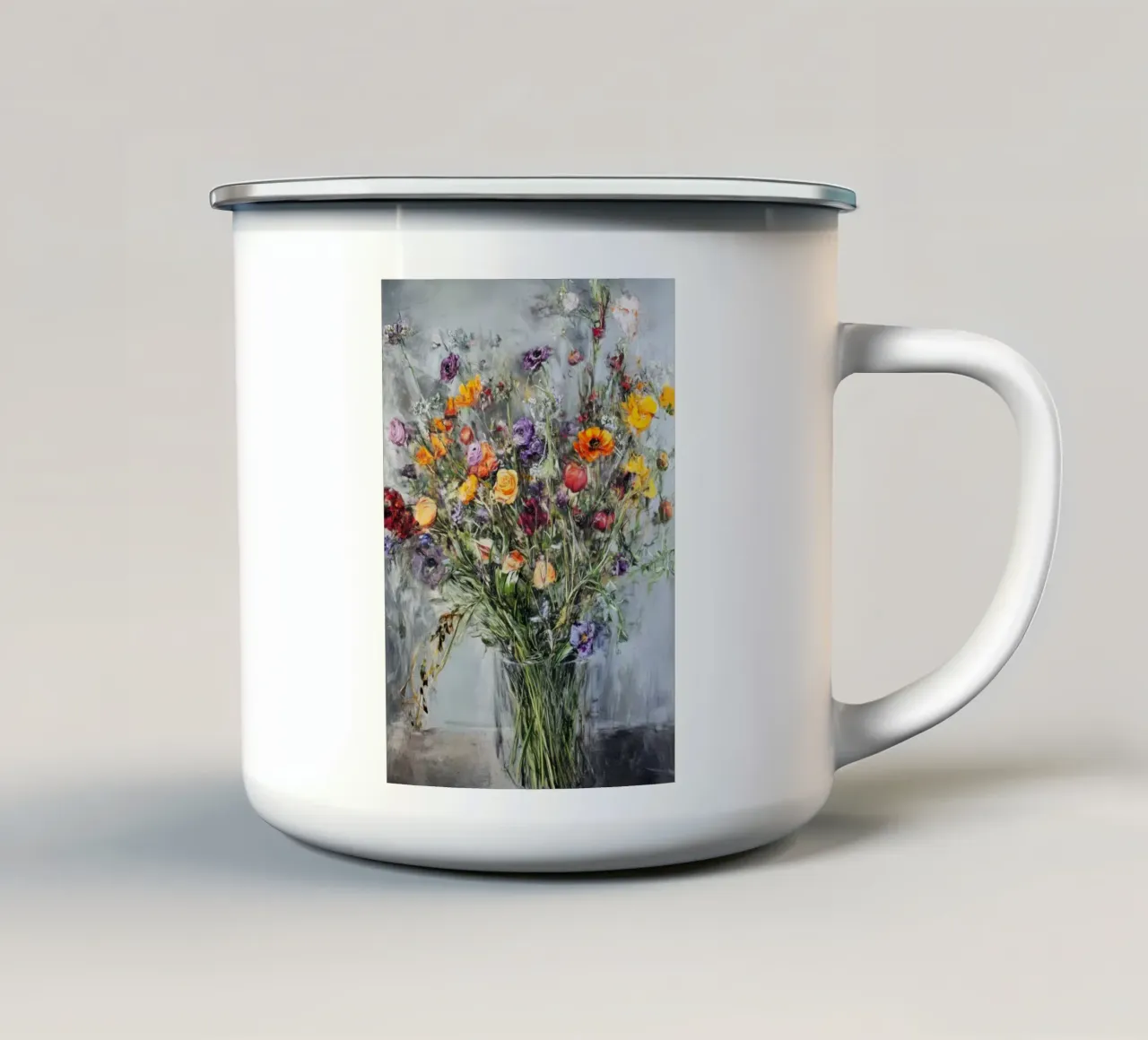 Bouquet di fiori selvatici tazza in smalto da Justyna Jaszke JBJart