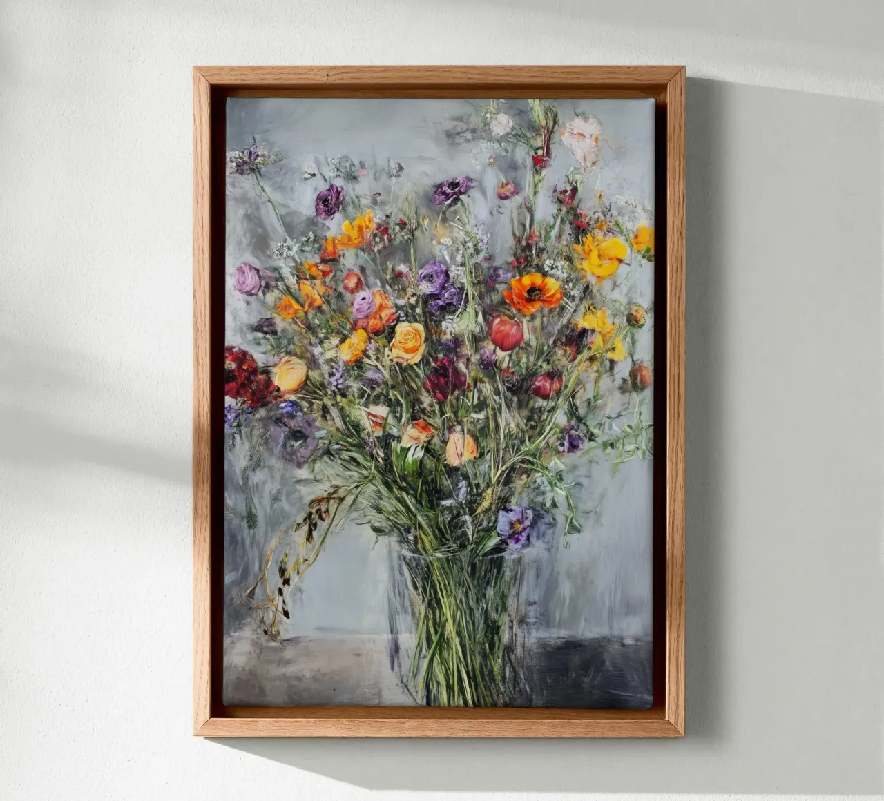 Bouquet di fiori selvatici tela con Cornice a cassetta da Justyna Jaszke JBJart