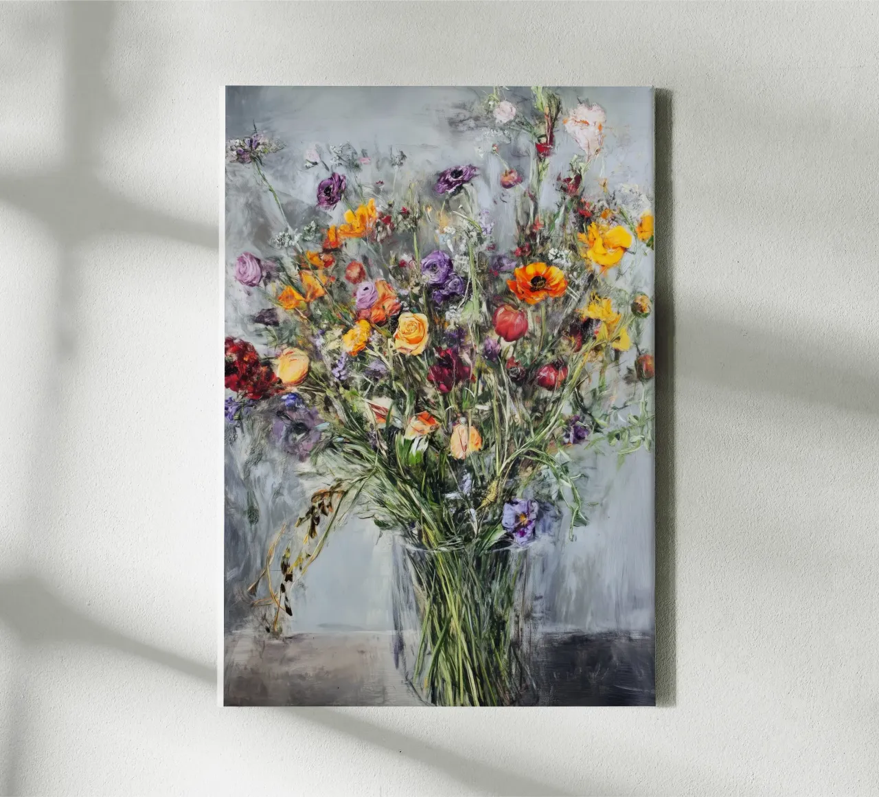 Bouquet di fiori selvatici tela con Cornice a cassetta da Justyna Jaszke JBJart