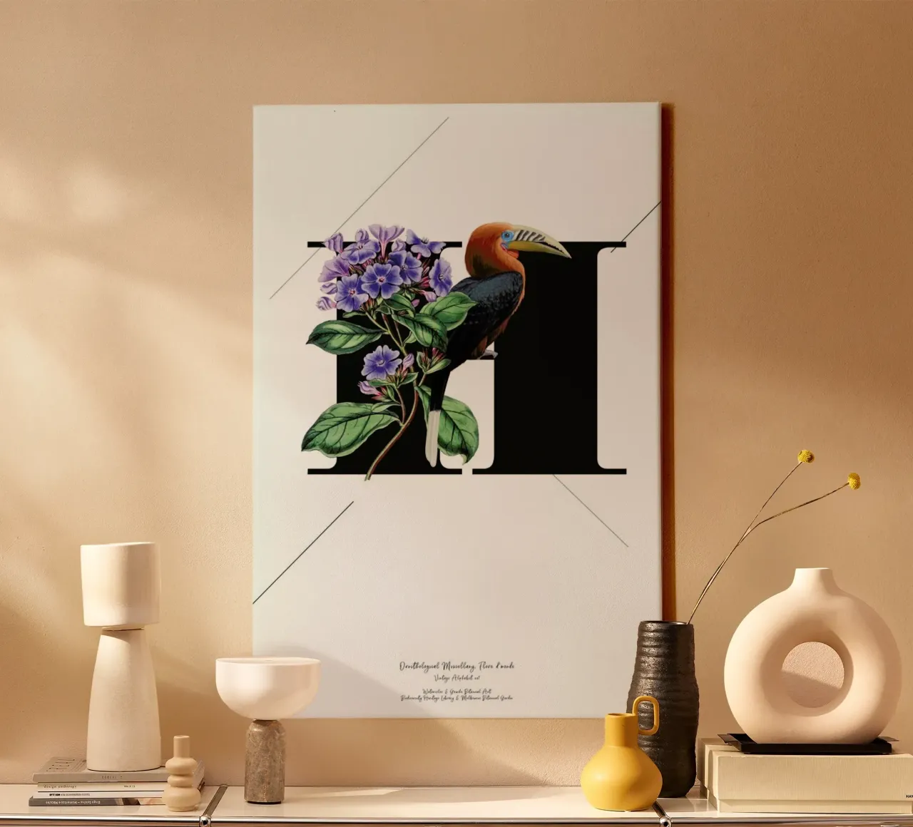 Botanical Alphabet - H tela con Cornice a cassetta da Froilein Juno