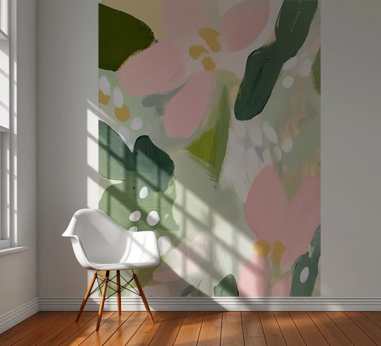 Flores en colores pastel, rosa y verde papel para pared de IamHomeStudio