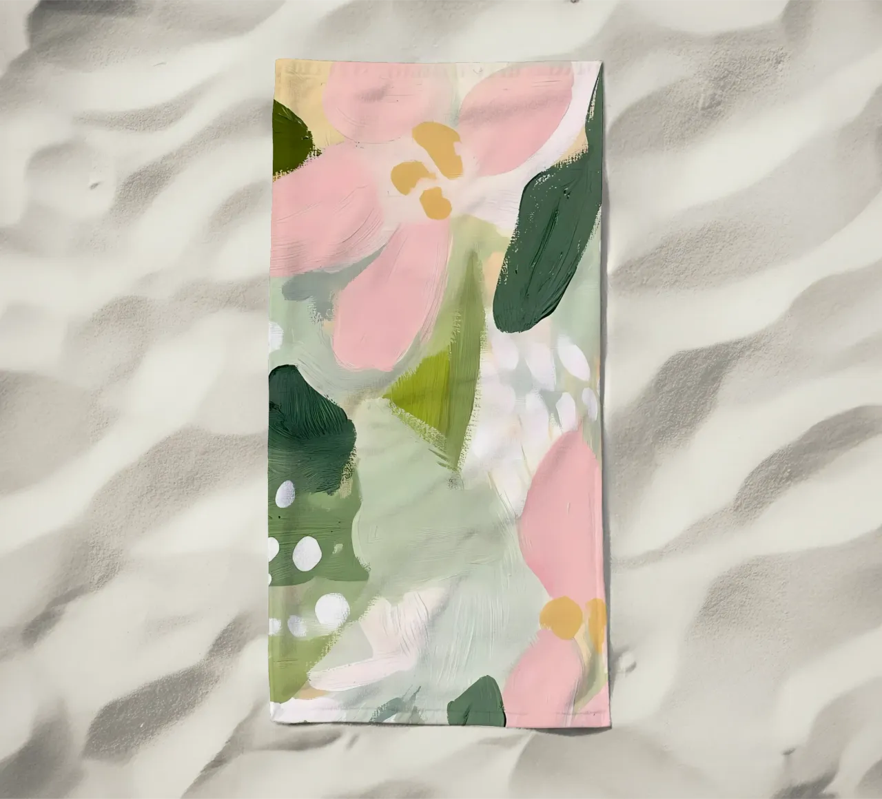 Fiori pastello, rosa e verde telo mare da IamHomeStudio