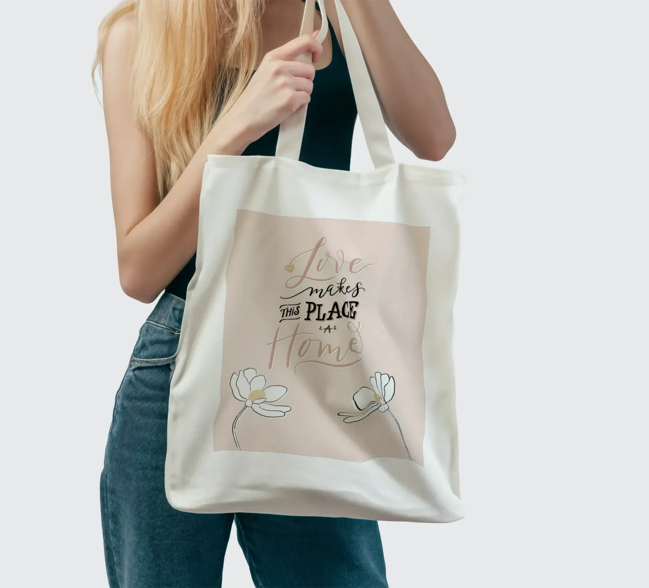 L'amore rende questo posto una casa. Zitat. Scrittura a mano. borsa in juta da CalliLetters