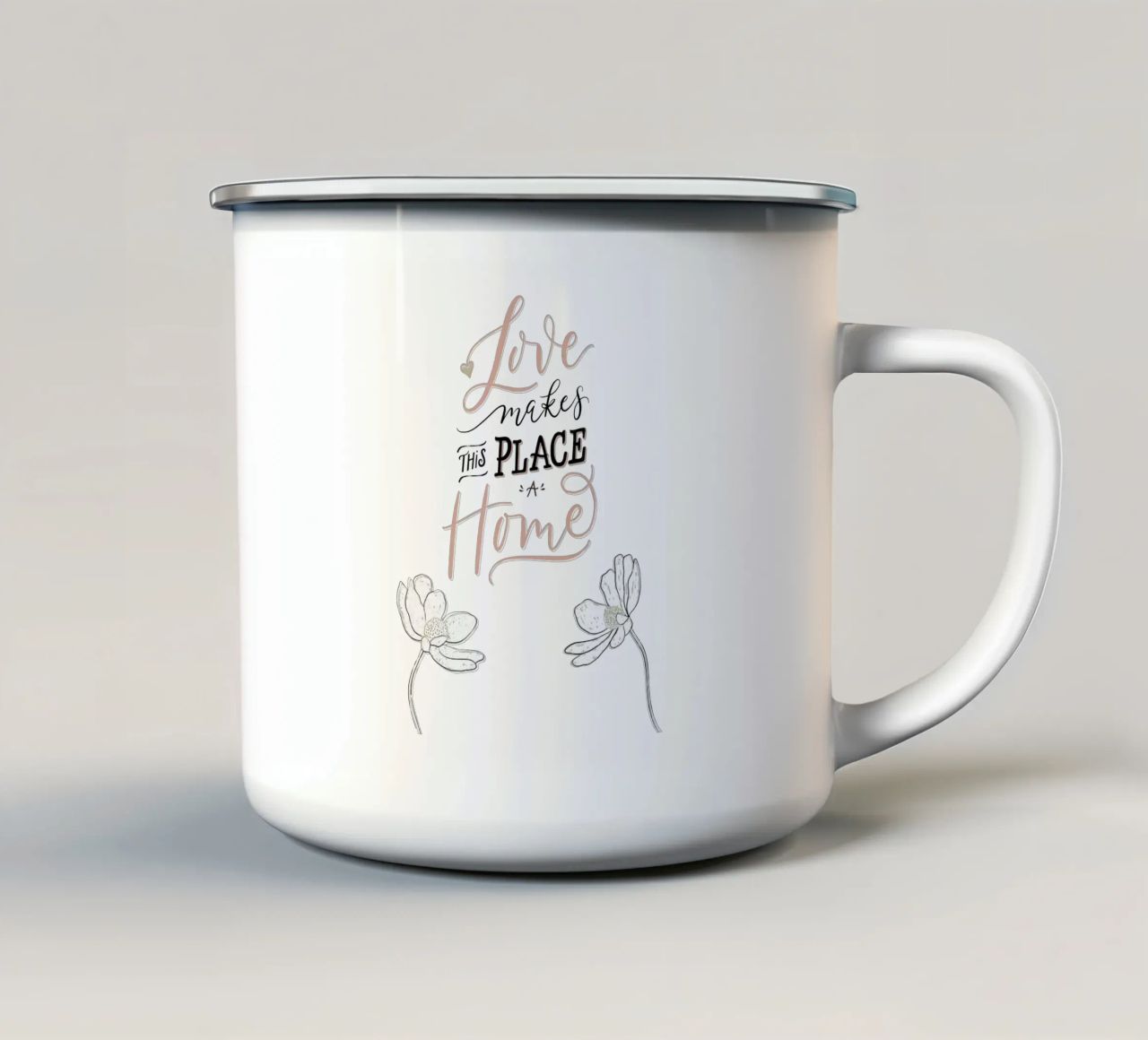 L'amore rende questo posto una casa. Zitat. Scrittura a mano. tazza in smalto da CalliLetters