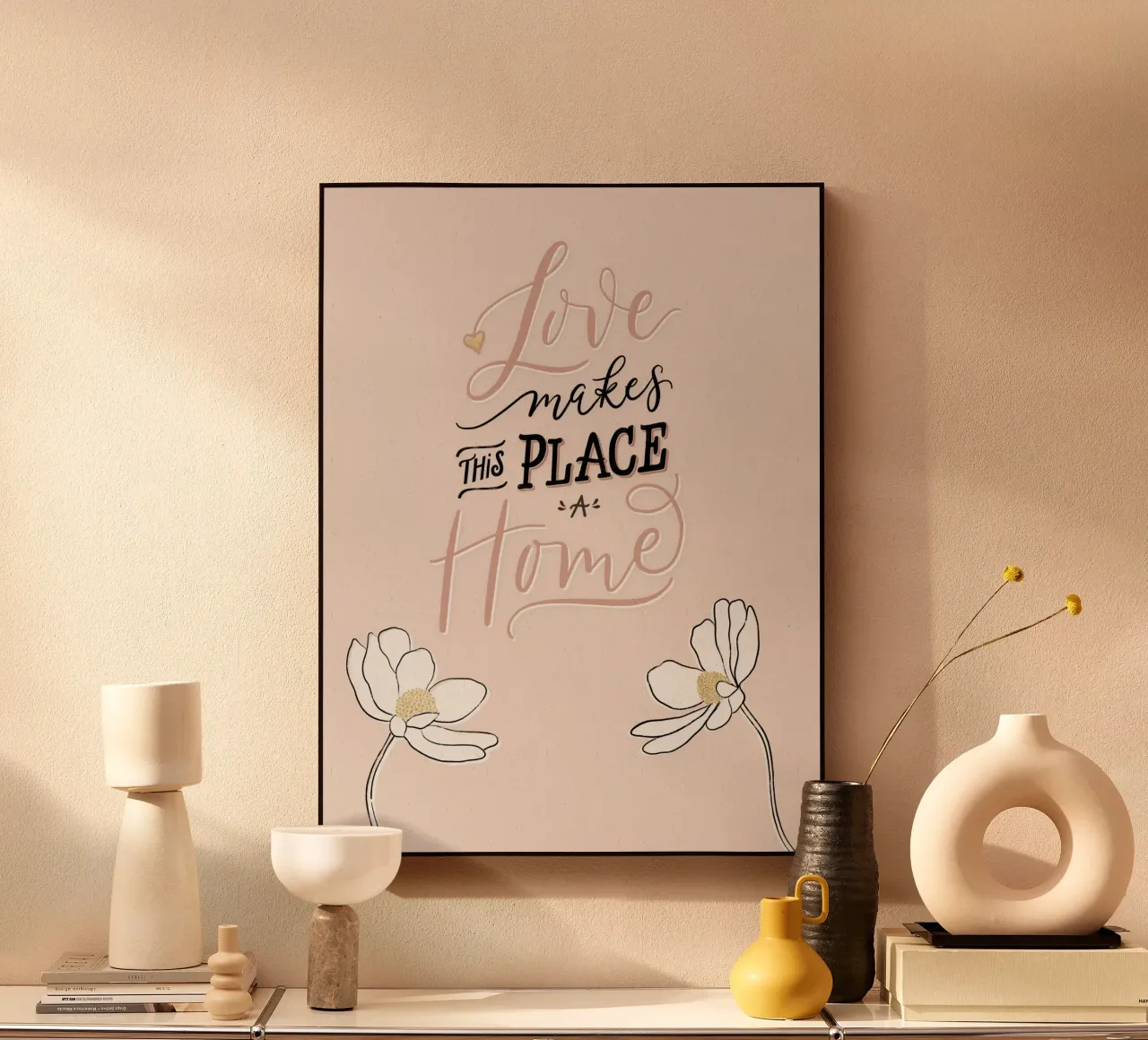 L'amore rende questo posto una casa. Zitat. Scrittura a mano. alluminio dibond da CalliLetters