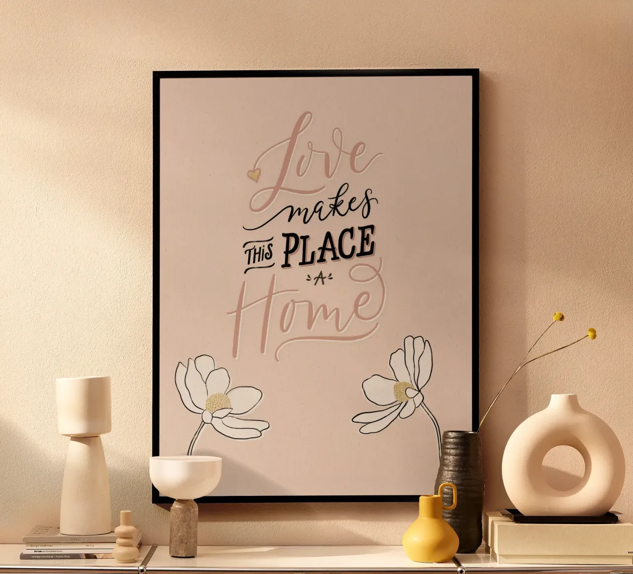 L'amore rende questo posto una casa. Zitat. Scrittura a mano. carta hahnemühle da CalliLetters