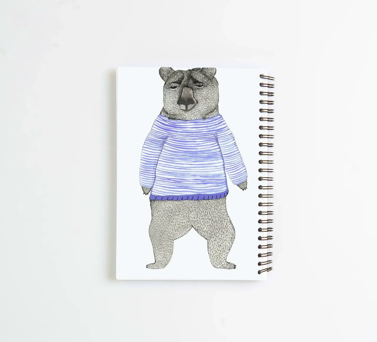 Bear with Stripes spiral notebook by Atelier Mave