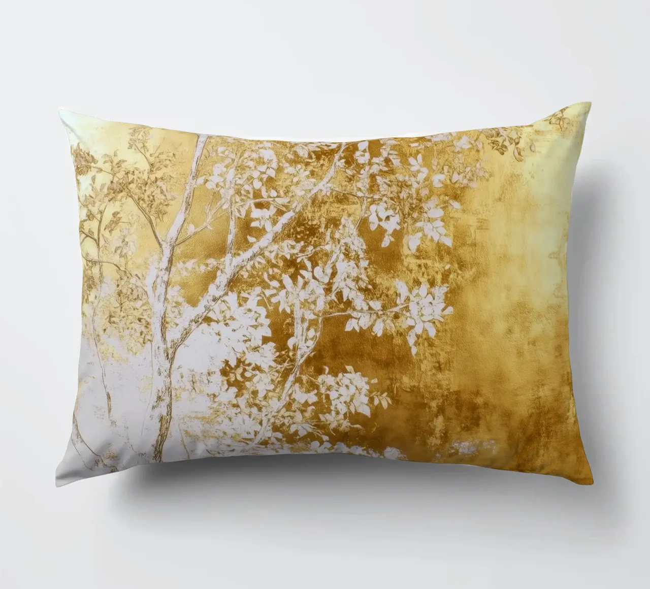 Albero bianco e oro cuscino da Justyna Jaszke JBJart