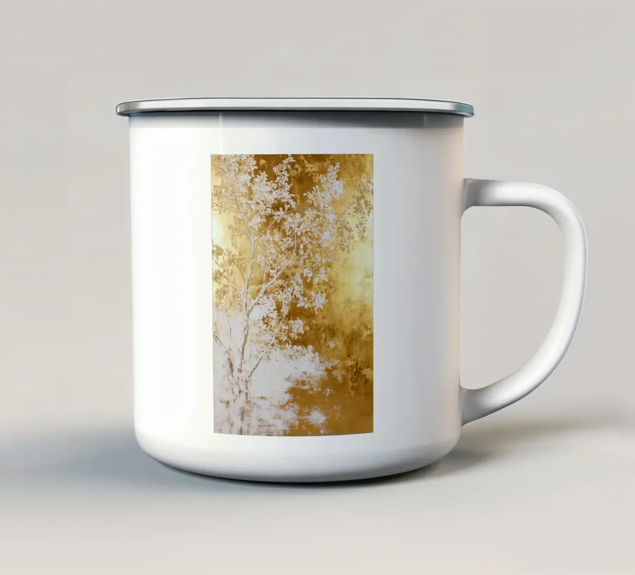 Albero bianco e oro tazza in smalto da Justyna Jaszke JBJart