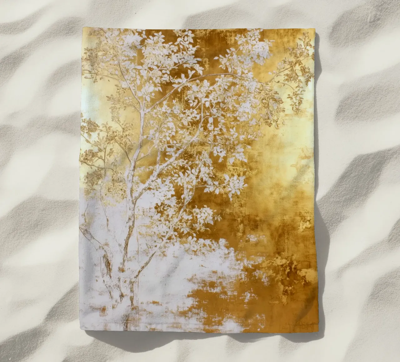 Albero bianco e oro telo mare da Justyna Jaszke JBJart