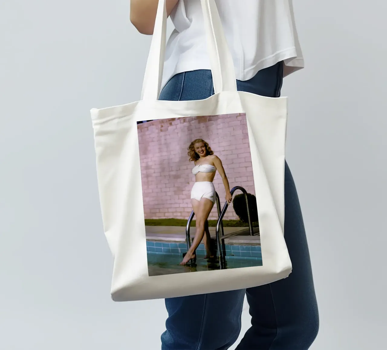 Young Marilyn Monroe Poolside II tote bag by Gallery Print and Art Limited