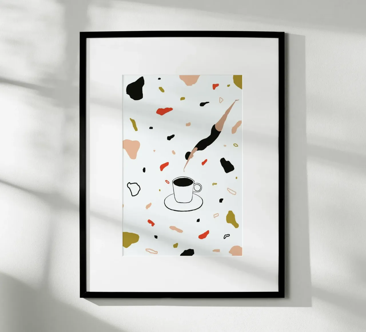 Coffee Lady poster con telaio in legno da Atelier Mave