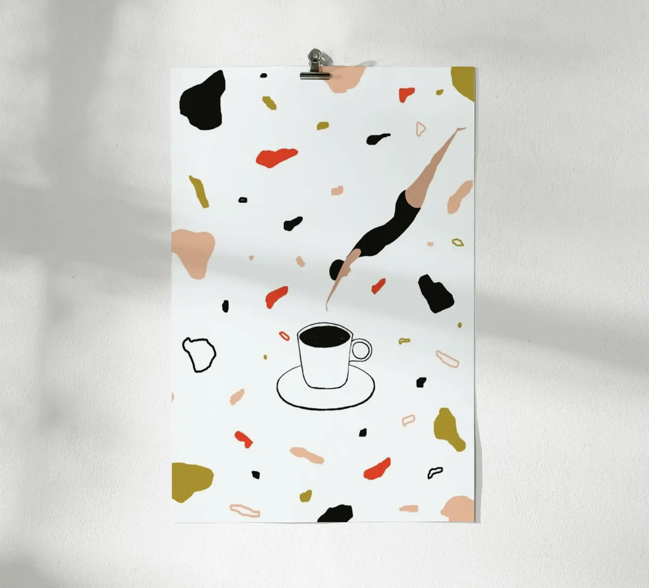 Coffee Lady poster con telaio in legno da Atelier Mave