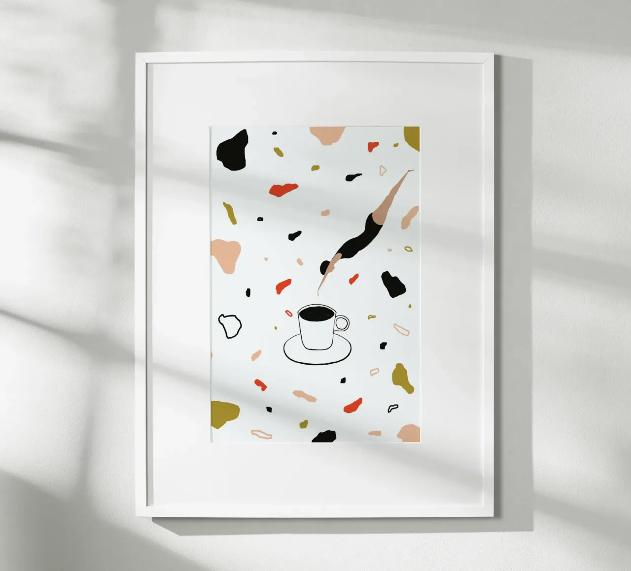 Coffee Lady poster con telaio in legno da Atelier Mave
