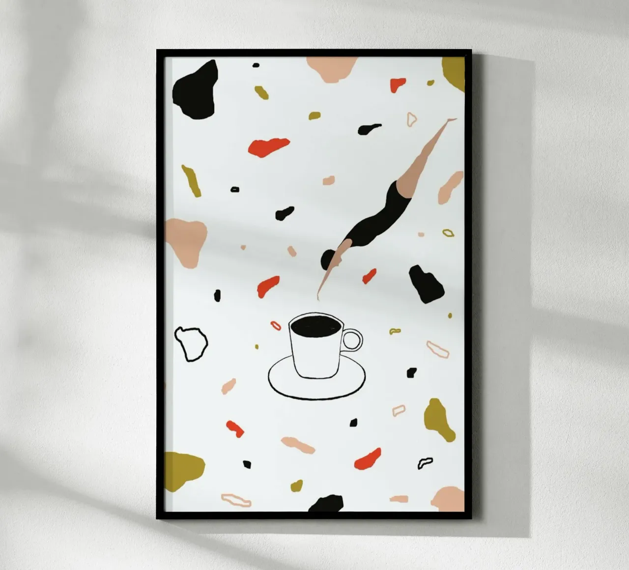 Coffee Lady poster con telaio in legno da Atelier Mave