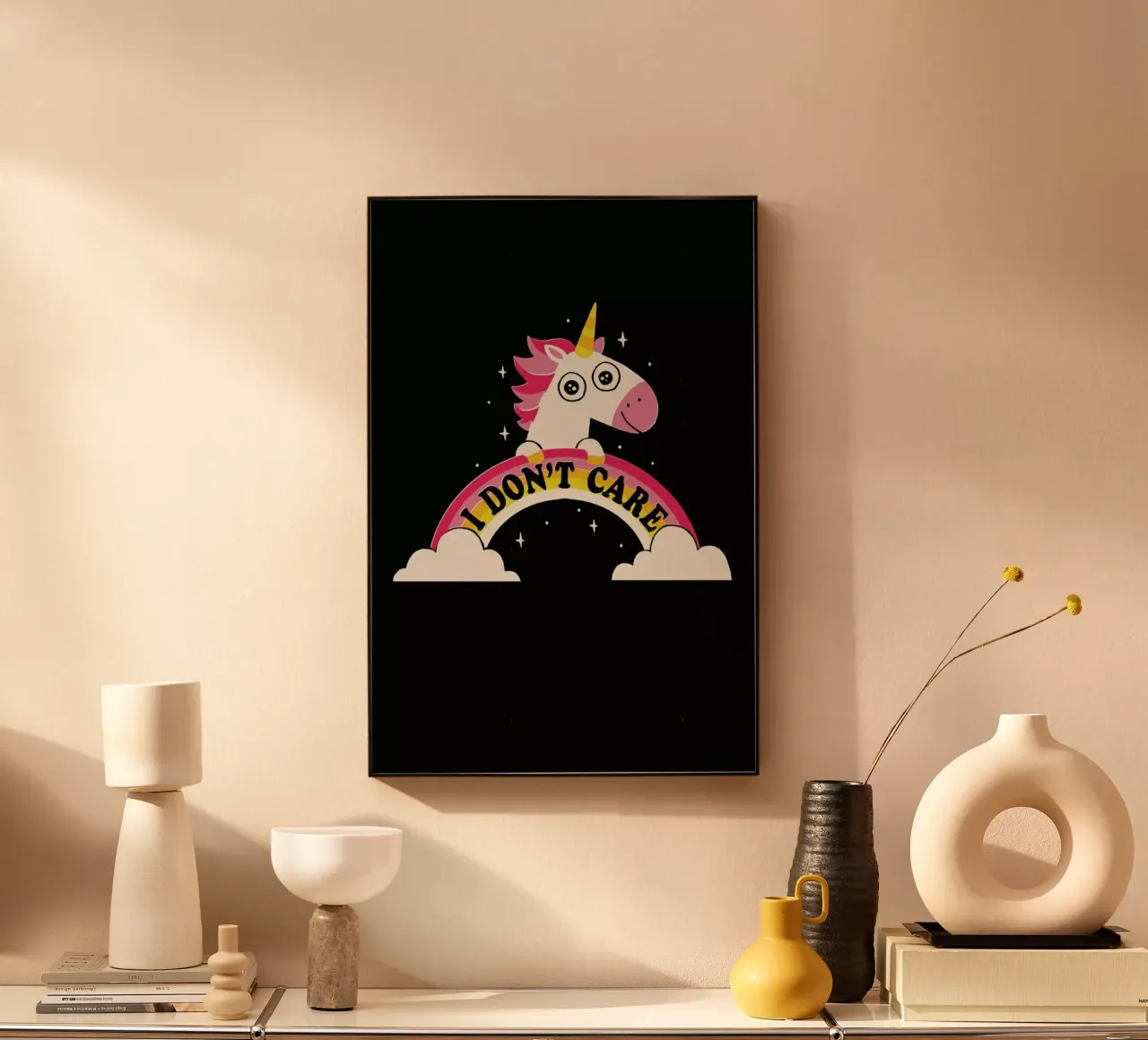 Unicorn Don’t Care acrylic glass by DinoMike