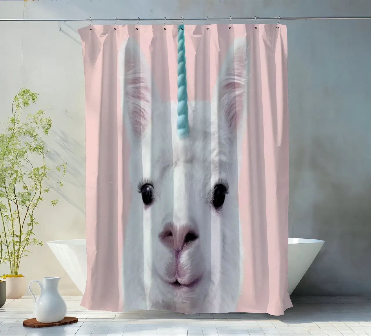 Alpaca Unicorn Duschvorhang von Paul Fuentes Design