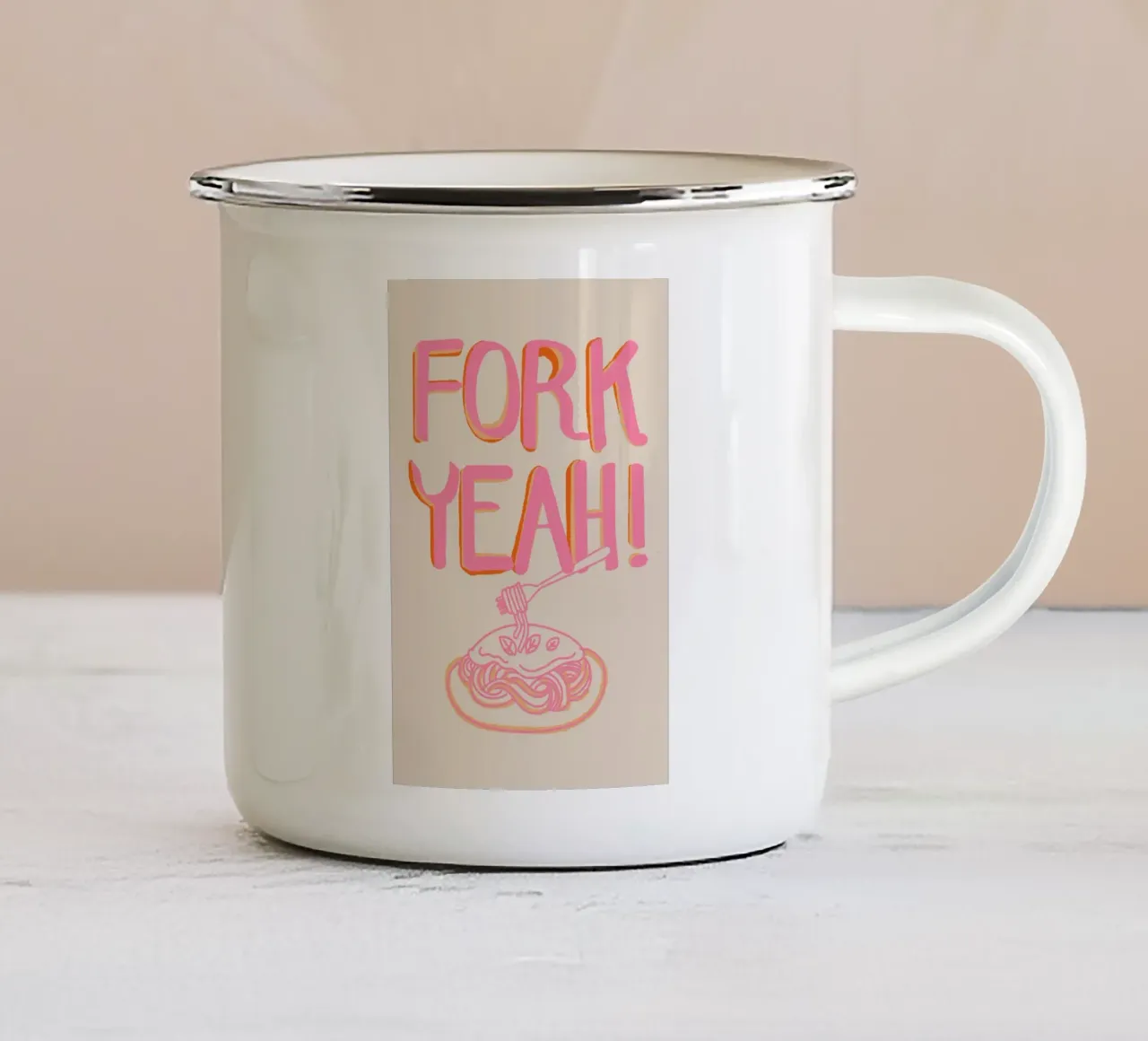 Vork ja! Speelse eetkunst emaille mok van Melloi Art Print