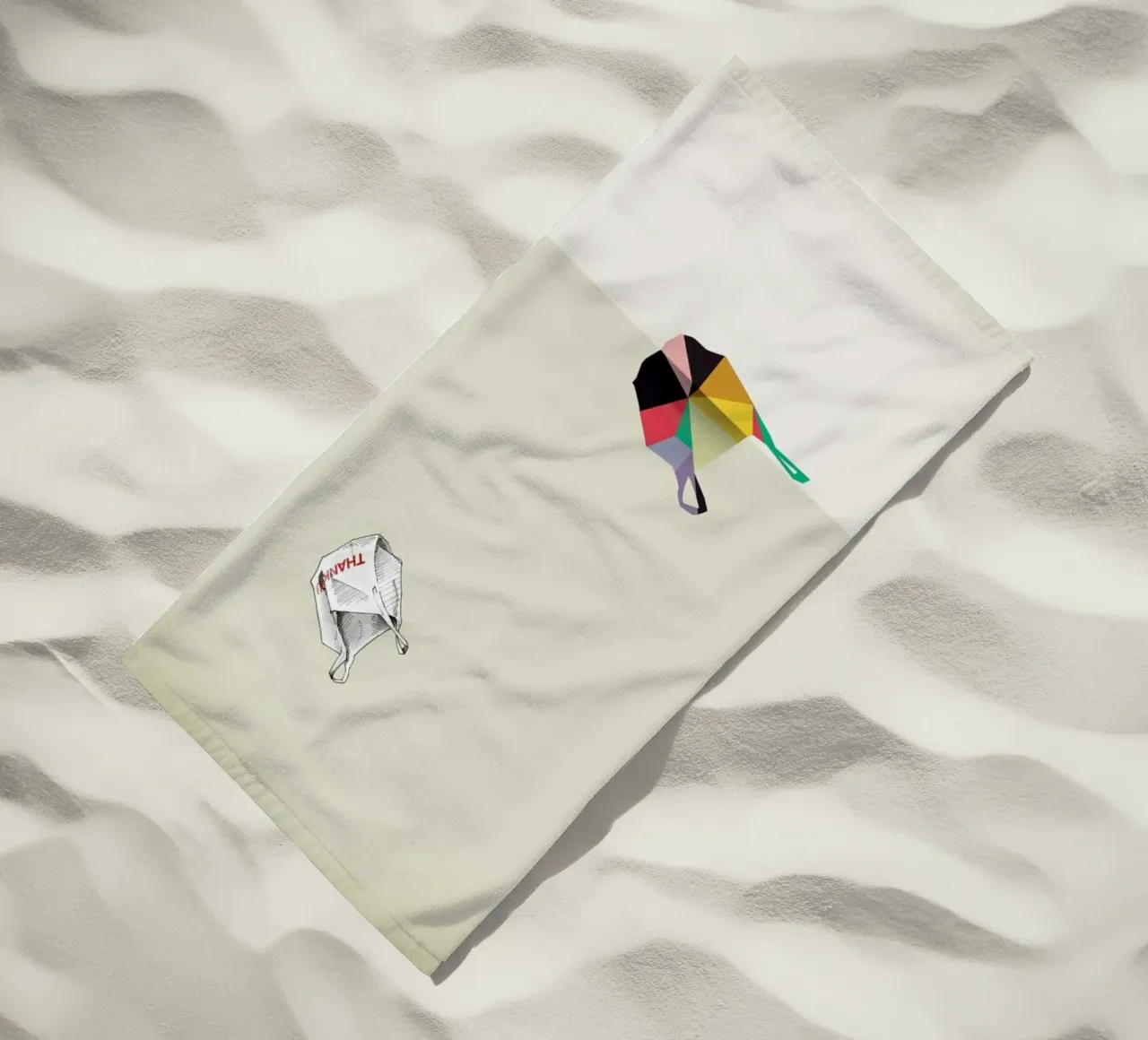 Walking Shadow - Thank You beach towel by Jason Ratliff
