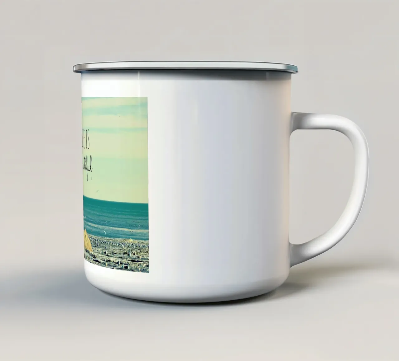 Life is Beautiful tazza in smalto da Robin Delean