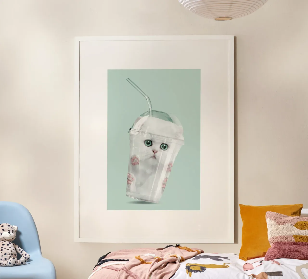 Catshake poster con telaio in legno da Jonas Loose