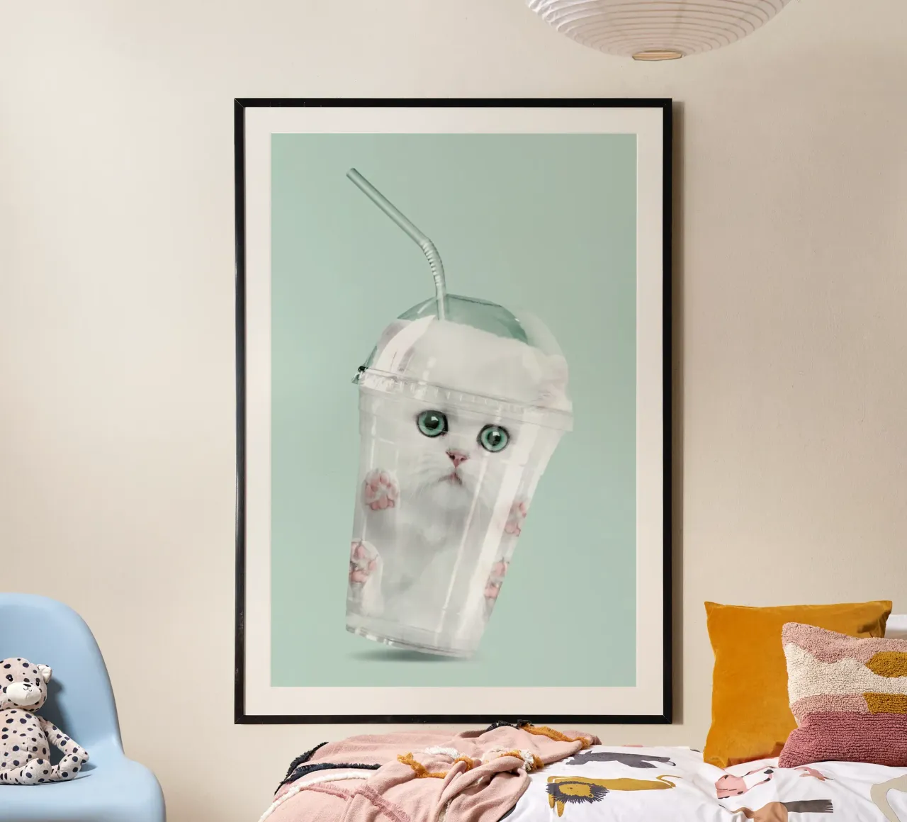 Catshake poster con telaio in legno da Jonas Loose