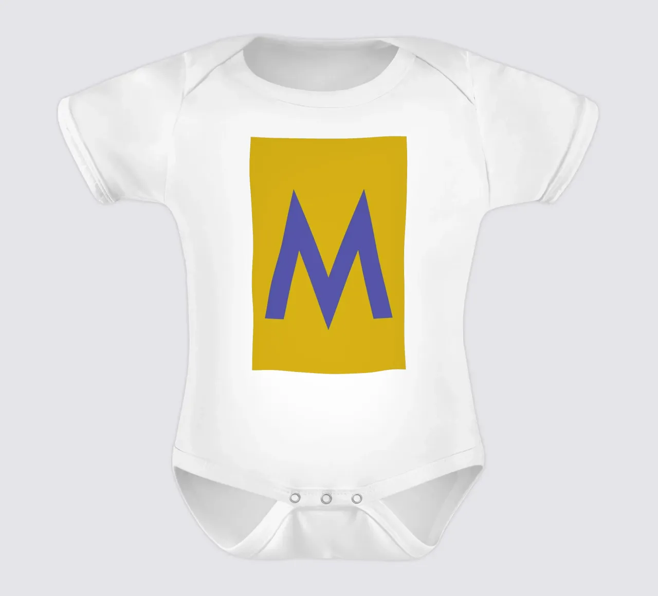 Yellow Letter M short-sleeve baby romper by Studio One