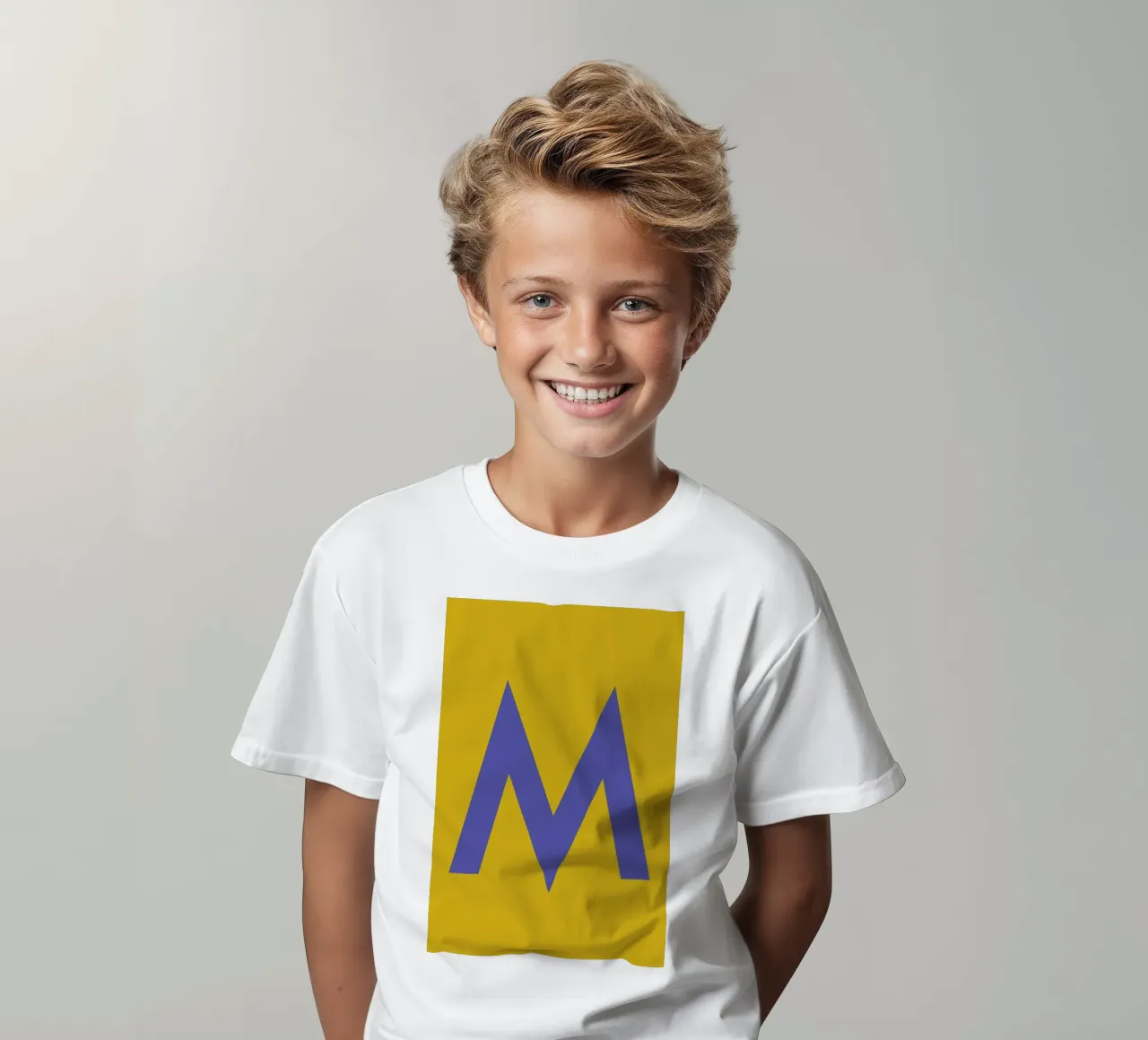 Yellow Letter M kids t-shirt by Studio One